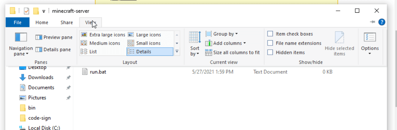 windows explorer view